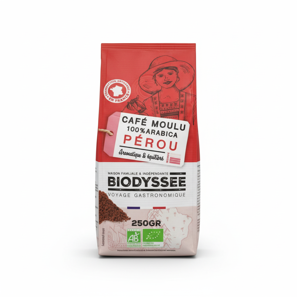 BIODYSSEE -- Cafe moulu 100% perou - 250g